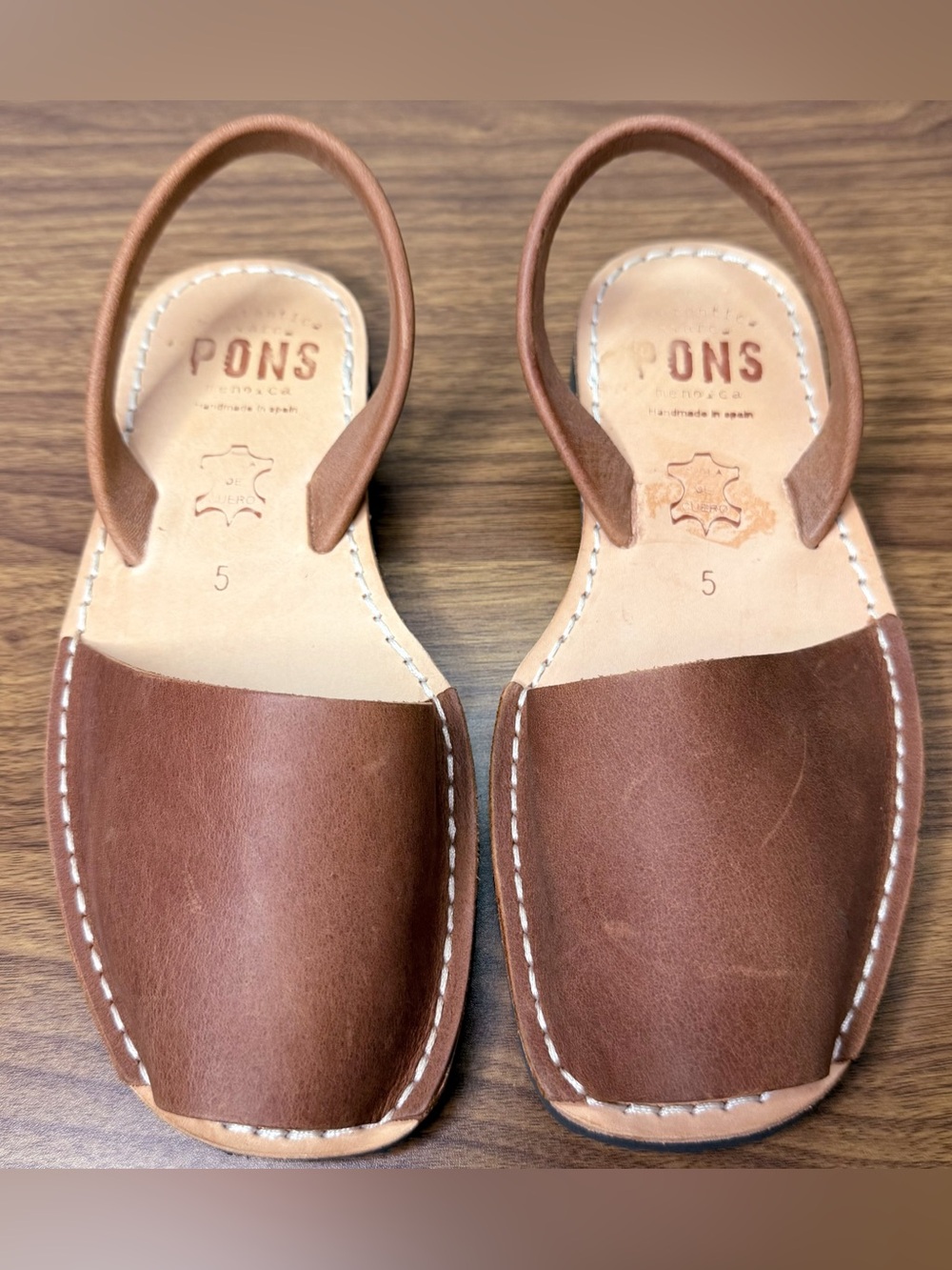 Pons Avarca Leather Classic Style Natural Brown Sandals